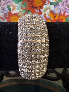 Crystal Pavé Wide Cuff Bracelet - Clear Crystals #226